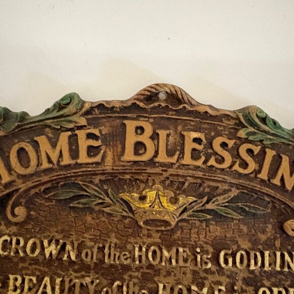 Vintage Home Blessings Wall Plaque Floral Design Inspirational Text - Picture 6 of 6